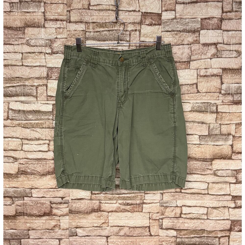 Mens Carhartt carpenter olive green shorts vintage distressed Size 30